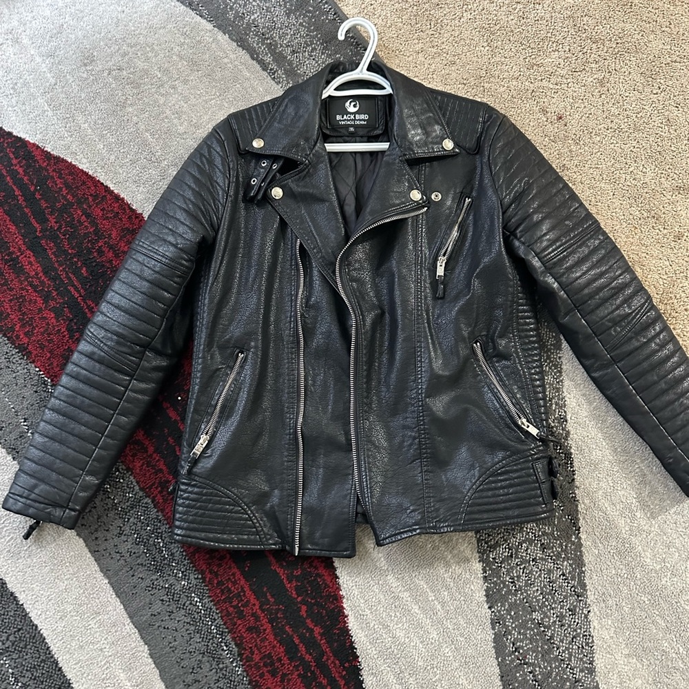 Black bird real leather